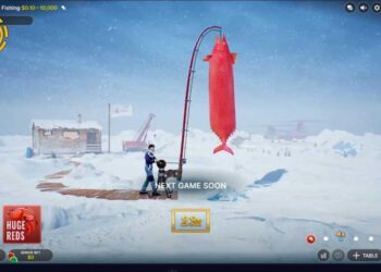 Screenshot of Roobet Ice Fishing, an arctic-themed game show
