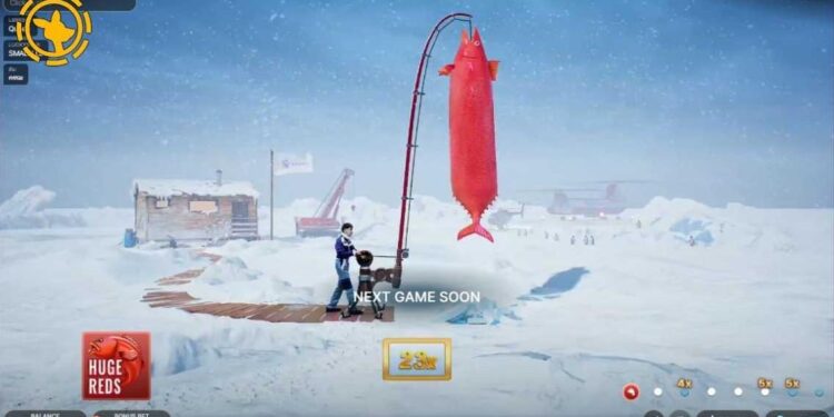 Screenshot of Roobet Ice Fishing, an arctic-themed game show
